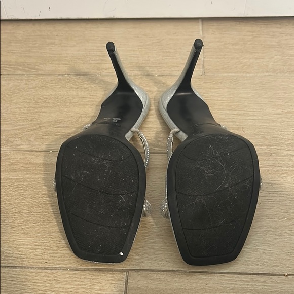 Nine West Silver Heels with Rhinestone Straps - Picture 10 of 11